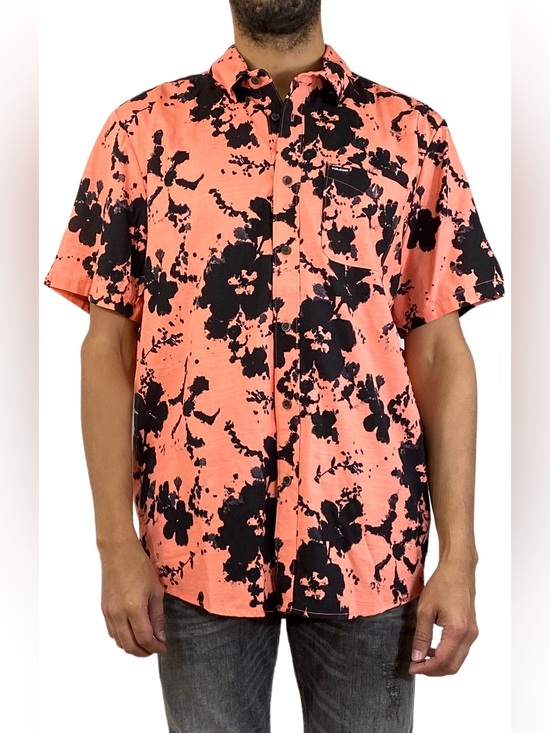 Volcom Other - Volcom: Coral & Black Floral Burst Short-Sleeve Men's Shirt Sz: M (Like New)